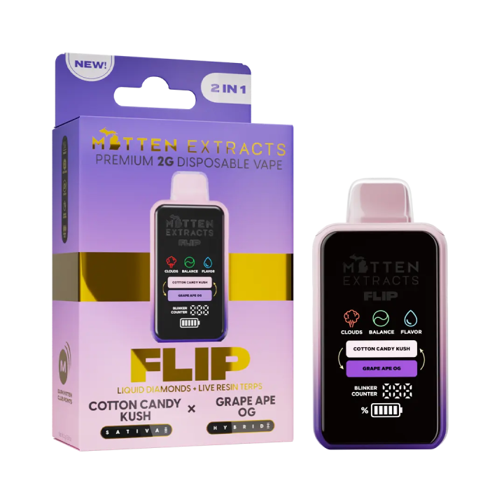 Cotton Candy Kush X Grape Ape OG FLIP Disposable Vape 2G